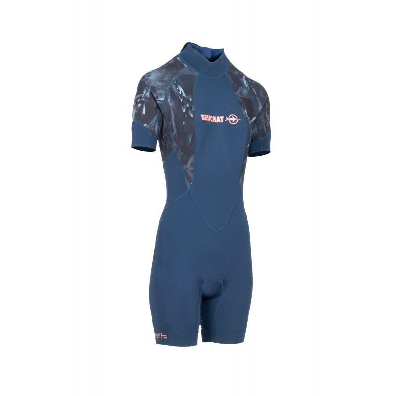 Echipament Snorkeling - Costum De Snorkeling - ATOLL WOMAN 2 MM SHORTY BACK-ZIP - SEAWEED