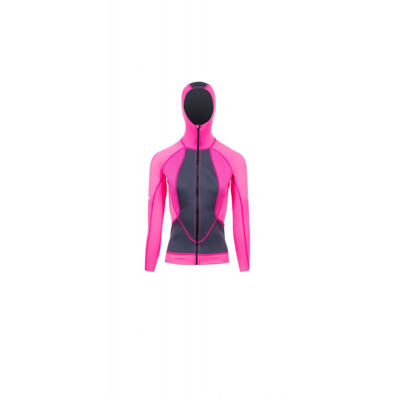 BEUCHAT VESTE ATOLL AVEC CAGOULE RASHNEO - ROSE FLUO