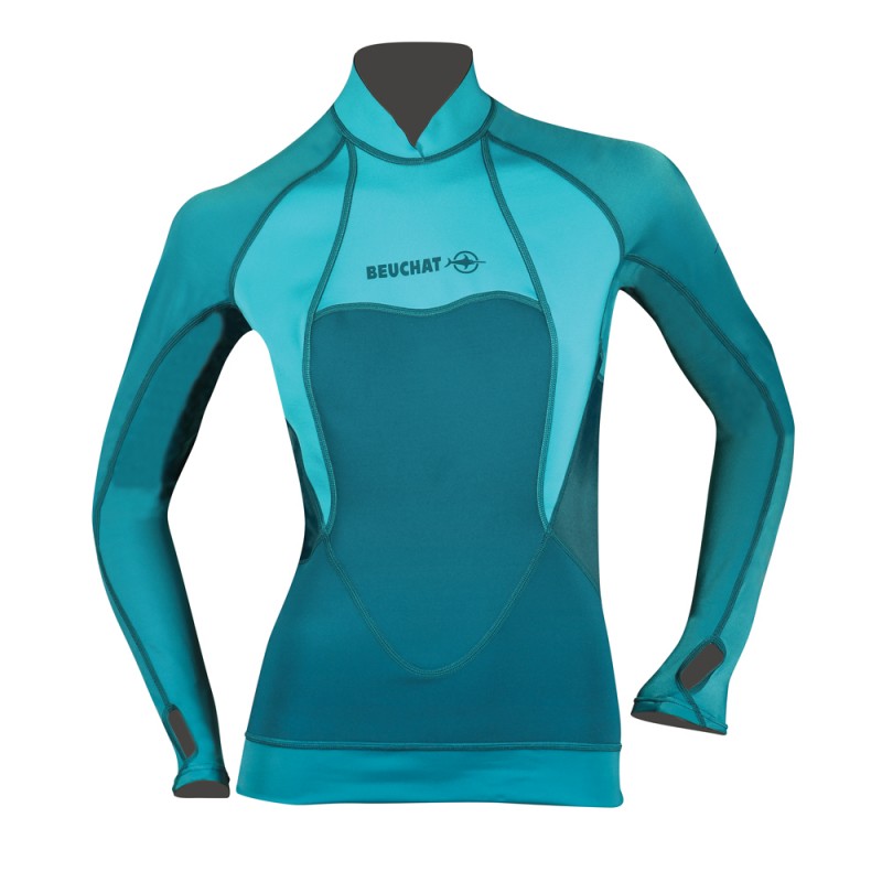 BEUCHAT ATOLL WOMAN TOP - NEOPREN - MANECI LYCRA - ATOLL BLUE